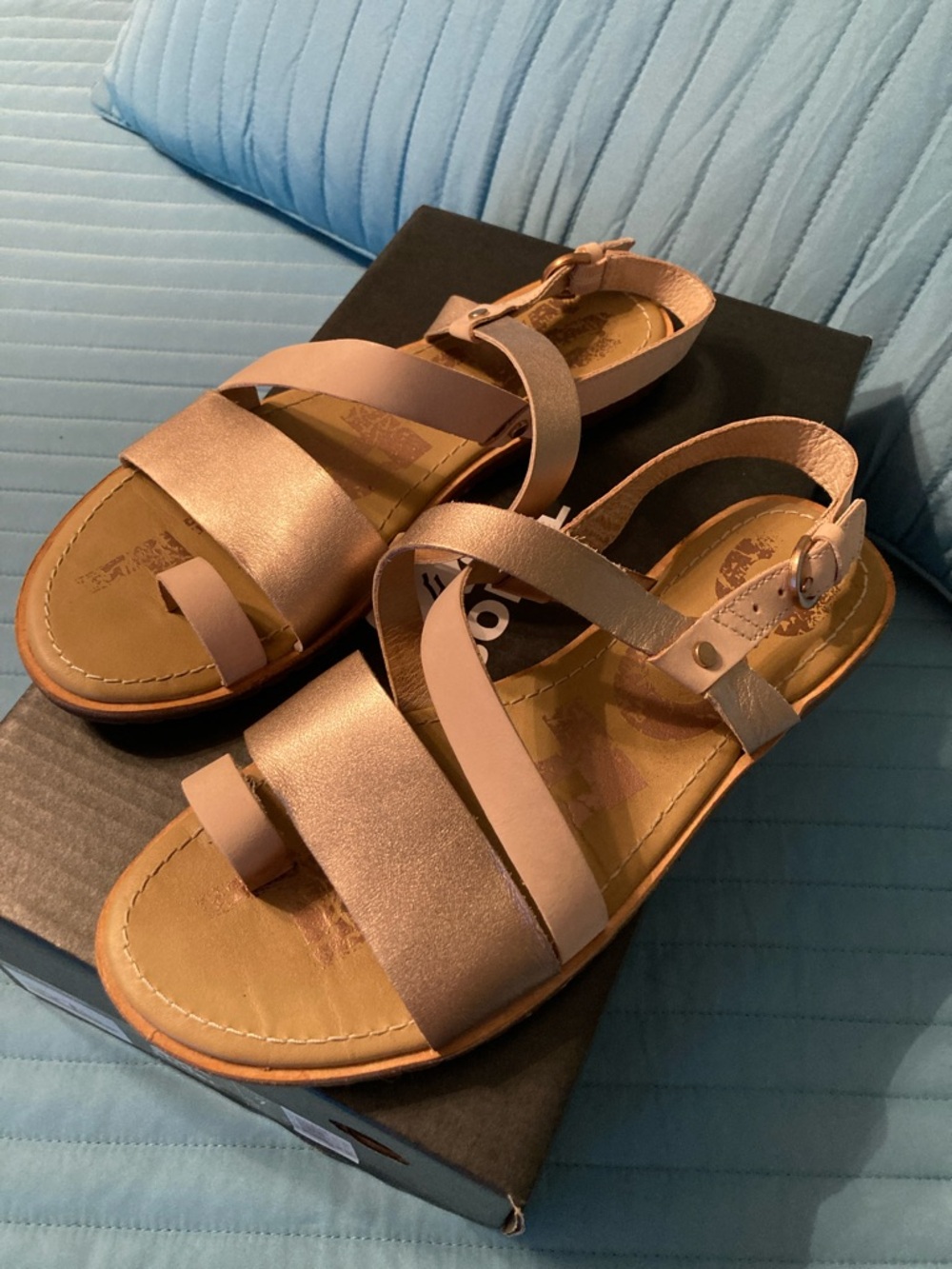 Sorel Rose Gold Metallic Strappy Casual Sandals